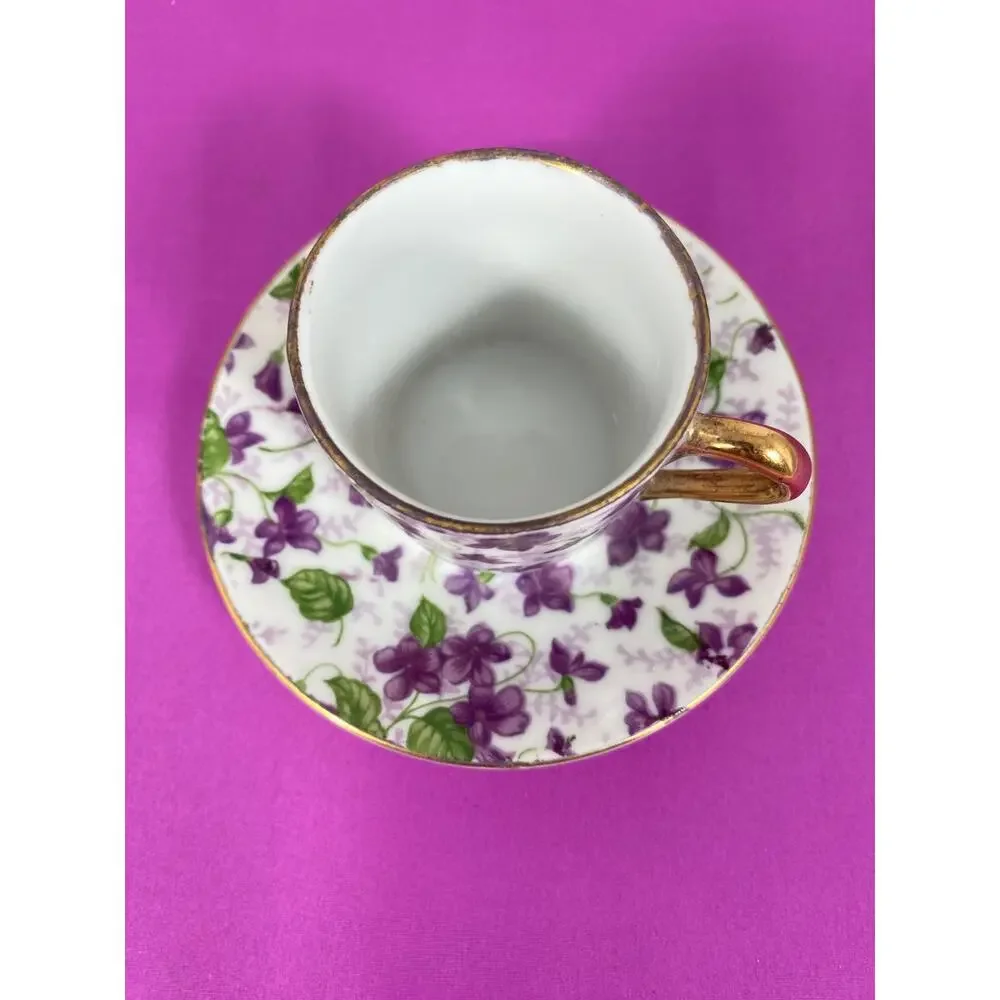 Vintage Sweet Violets Japan China Demitasse Cup & Saucer, No. 10027